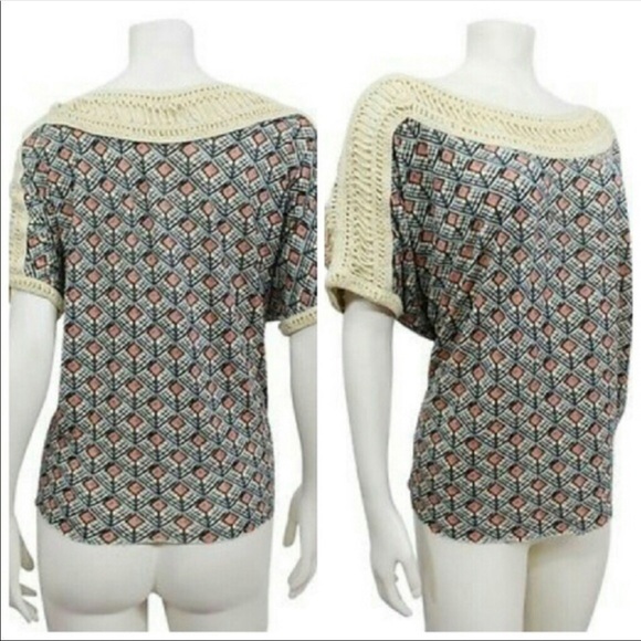 Free people geo print crochet neckline top - Picture 3 of 5